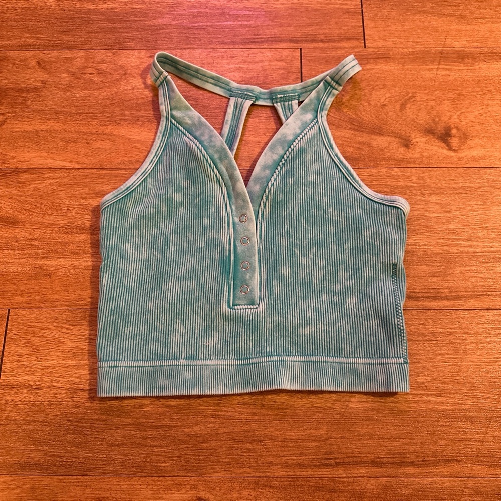Chic Teal Ribbed Women's Tank Top